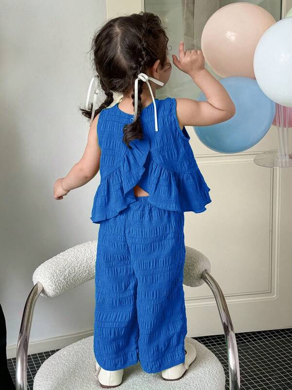 Babygirl Summer Cute Vacation Blue Tank Top And Pants Set