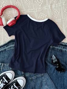 Teen Girls' Navy Slim Fit Crew Neck Contrast Trim T-Shirt, Racing Badge & Letter Graphic Tee For Street Dance Navy Baby Tee Baby Boy T-Shirt Boys Clothes Boys Graphic Tee Toddler Boy Tee Boys Clothes T Shirt Baby Boy Graphic Tee Toddler Boy Navy Tee Boys Navy T-Shirt Baby Boy Tee Boys T Shirt Boys Navy Tee