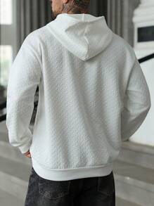 Manfinity Homme 男士休闲运动皮革抽绳连帽运动衫 - 白色 - 查看 2