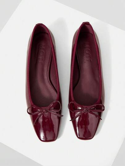 MOTF SQUARE TOE BOW DETAIL FLATS LOAFERS