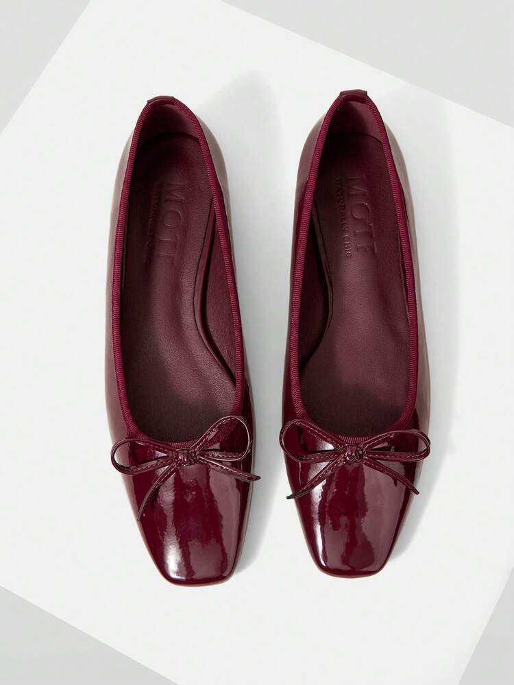 SQUARE TOE BOW DETAIL FLATS LOAFERS SPRING SHOES