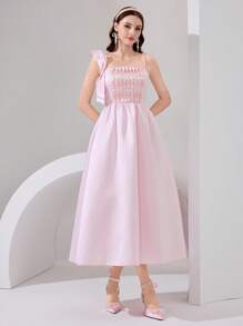Poshira Robe de soirée élégante et formelle pour femmes (ornée) - Rose bonbon - Voir 5