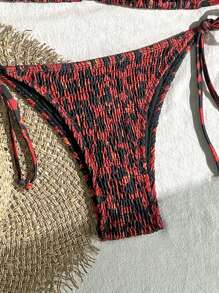 Swim Vcay 女士夏季海滩度假荷叶边豹纹吊带泳衣比基尼套装