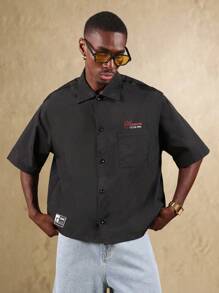 SUMWON Kemeja Grafis Naga Harimau Gaya Jalanan Ukuran Besar dengan Motif Api, Kemeja Kancing Depan Kasual Gaya Retro Rockabilly Asia, Cocok untuk Festival, Klub, dan Seni Asia - Hitam - View 7