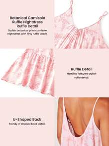 LUVLETTE 柔软人造丝度假花卉图案蝴蝶结绳吊带睡裙女士睡衣透气吊带裙新娘内衣和睡衣