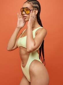 SUMWON WOMEN Costume da bagno intero con scollo alto e taglio laterale, adatto per l'estate, le vacanze in spiaggia, la piscina, i festival e le località balneari