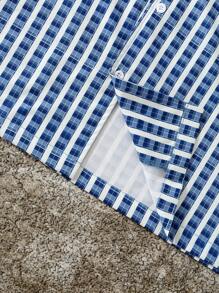 Manfinity EMRG Men's Summer Short Sleeve Plaid Color Block Casual Button Up Shirt