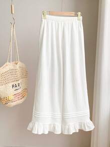 Comfortcana 女式纯色简约休闲长裤 - 白色 - 查看 4