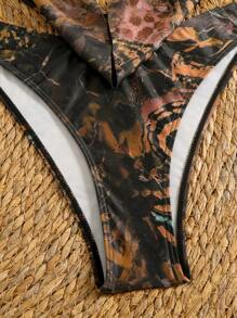 Swim SXY Bikini mùa hè phong cách Châu Âu và Mỹ thanh lịch in ngẫu nhiên cộng với thiết kế đặc biệt cho phụ nữ có váy đuôi cá che phủ - Nhiều màu - Xem 7