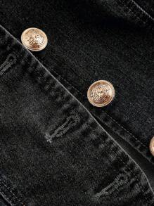 SHEIN MOD Women's Sleeveless Denim Top, Casual Stretchy Skinny ,Summer Black Jean Vest - Dark Grey - View 3