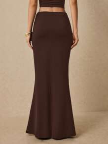 Poéselle 女士金属装饰鱼尾优雅半身裙