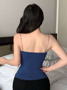 DAZY Top corto de mujer con diseño acolchado y fruncido ajustado - azul real - Ver 2