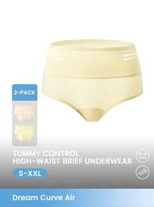 LUVLETTE 2-Pack High-Waist No Show Briefs Waist Tummy Basic Control Shapewear Panties Set Airy Underwear For Women - Multicolor - View 1