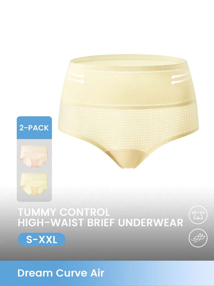2er-Pack Taillenslips mit hoher Taille, Bauchkontrolle, formende Shapewear Unterhosen Set, luftige Unterwäsche für Frauen