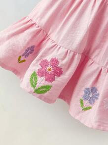 Maija Kids Maija Kids 宽松休闲花卉图案下摆A字裙，适合年轻女孩 - 藕粉色 - 查看 4