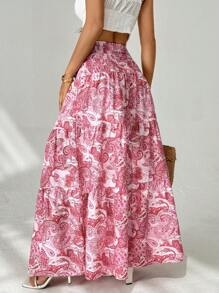 SHEIN PETITE 女士碎花裙，夏季时尚 - 粉色 - 查看 2