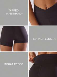 Musera Sport Dipped Waistband Fitted Mini Shorts Active Comfy Workout Gym,Padel, Tennis, Pickleball Gym Fitness - Black - View 2