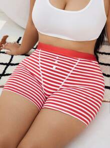 SHEIN 1 Stück Damen Große Größen Lässig Slip mit Knopfdetail Streifen