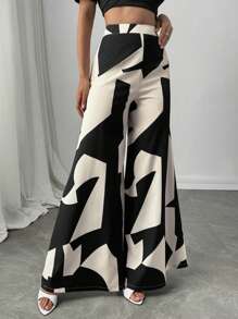 Firerie Quần ống rộng cạp cao, dài, thoải mái hàng ngày, đi làm, giải trí, màu kaki cho nữ - màu đen - Xem 7