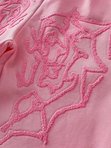 PAVTROS Manfinity Streetrush 男士街头风，INS 搭配 High Street 粉色蜘蛛网创意爱心 3D 刺绣工艺粉色直筒宽松长款运动裤。采用超大图案刺绣设计，粉色运动裤 - 粉色 - 查看 2