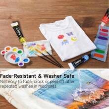 SHEIN Set de peinture acrylique pour tissus, kit de peinture lisse pour vêtements, chaussures, débutants et artistes, peinture textile permanente, rentrée scolaire, fournitures scolaires