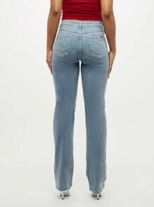 SUMWON WOMEN Quần Jeans Ống Thẳng Co Giãn Cạp Cao Cho Nữ Quần Denim Dáng Cổ Điển Thường Ngày Quần Dài Cho Mọi Mùa Kiểu Xếp Chồng - Rửa nhẹ - Xem 2