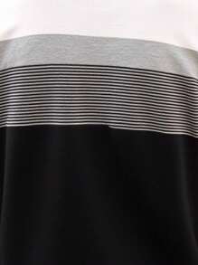 Manfinity Homme Men's Plus Size Crew Neck Striped Contrast Color Stripe Casual Loose Comfortable Knitted Graphic Color Block Pullover Long Sleeve Sweater, For Going Out