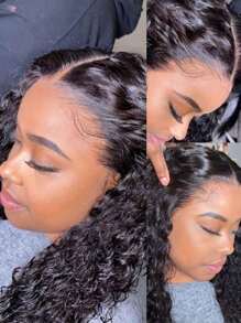 TrueHD 类似皮肤的真发 13x4 13x6 高清蕾丝前额，仅深卷发 0.10 毫米超薄高清蕾丝，预拔，生动清晰的发际线，巴西杰瑞卷曲真人发