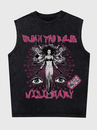 Street Life Men's Street Life Fashionable Dark Thousand Hands Graphic Printed Tank Top