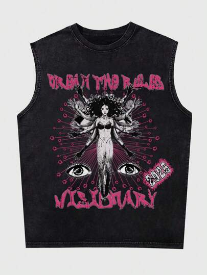 Men's Street Life Fashionable Dark Thousand Hands Graphic Printed Tank Top