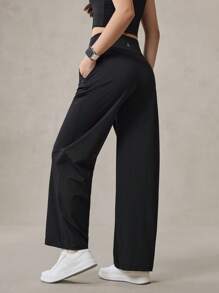 OutZeal Pantaloni a vita alta, diritti, con tasche laterali, in maglia fresca, per uso casual quotidiano