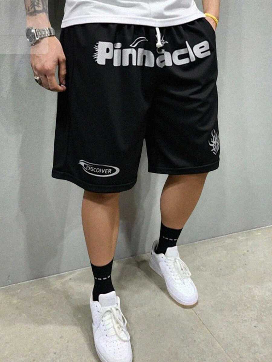 SHEIN Tween Boys Black Letter Print Shorts, Sports Uniform Style Casual, Comfortable, Fashionable, Versatile, Soft Fabric, Suitable For Daily Wear, School, Outings, Outdoor Activities, Spring/Summer - Black - View 1