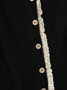 GlowEve Women's Elegant Contrasting Color Lace Trim T-Shirt, Summer