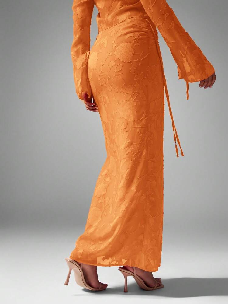 MISSGUIDED Devore Chiffon Maxi Skirt With Ruched Detail And Tie Fishtail Elegant Evening Party Wedding Guest Spring Summer