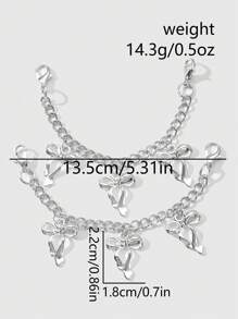 ROMWE Grunge Punk 2 件 Y2K 别致简约时尚优质银色空心星星/蝴蝶结吊坠 DIY 鞋带鞋饰组合套装，适合女性日常佩戴，节日礼物 - 銀色 - 查看 11