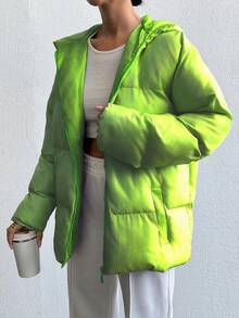 EURMUSE Women's Hooded Padded Coat - Yellow - View 3