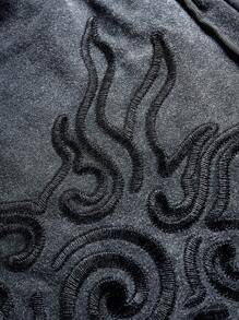 PAVTROS Manfinity Streetrush 男士纯色抽绳腰袋夏季休闲短裤，适合返校季、Emo 风格和 2000 年代风格 - 黑色 - 查看 5