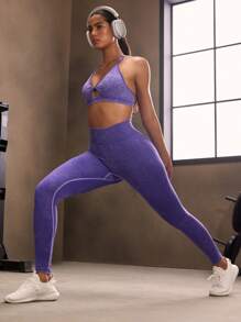 Powerista Quần legging thể thao thường ngày cạp cao cho nữ - Màu tím - Xem 6