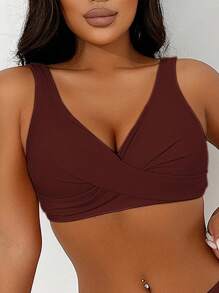 Swim Basics Conjunto de biquíni feminino com babados para férias na praia