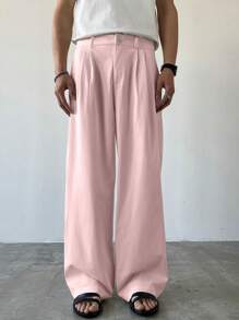 Manfinity Hypemode Pantalones anchos de unicolor versátiles y casuales para hombres