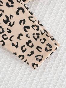 Cozy Pixies 2件套女婴熊图案针织柔软圆领短袖毛衣和松紧腰裤套装 - 咖啡棕 - 查看 6