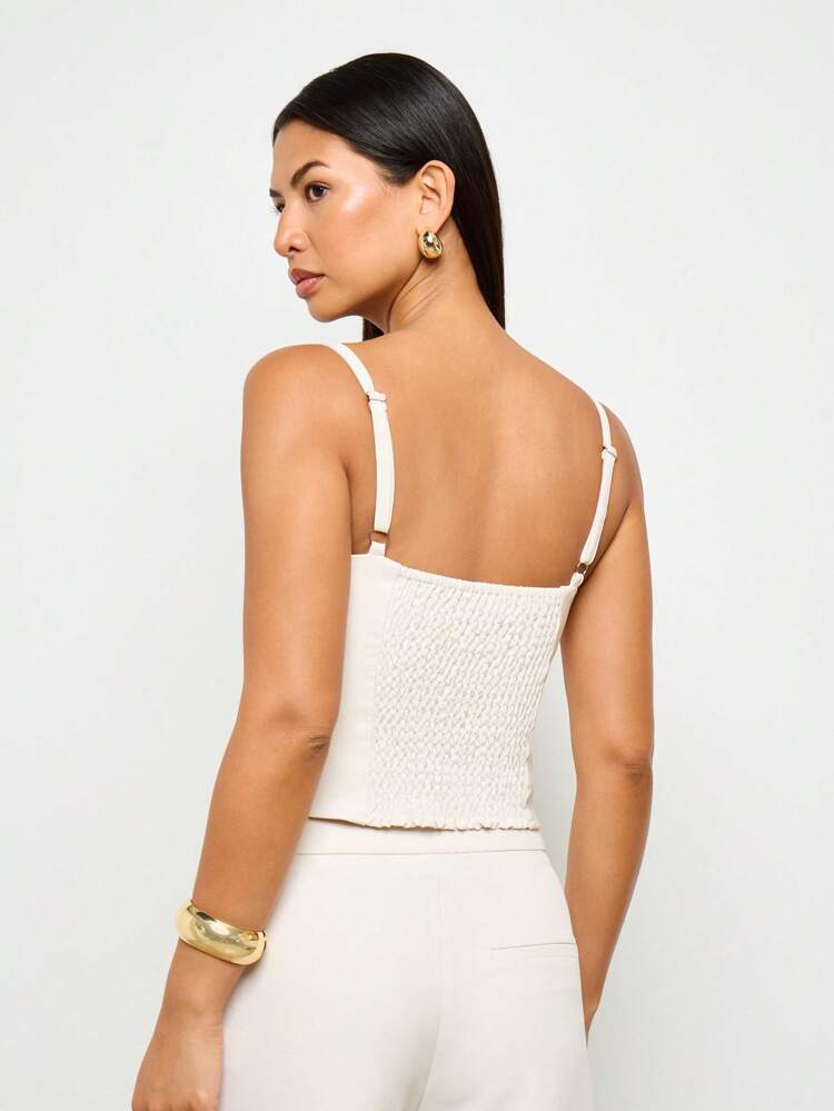Elegant Corset Style Shirred Back Detail Tank Top