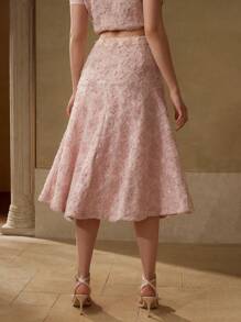 MOTF PREMIUM FALDA DE CORTE SESGO CON BORDADO - Rosa - Ver 5