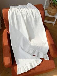 Comfortcana 女式纯色简约休闲长裤 - 白色 - 查看 5