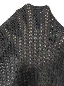 SHEIN Swim 女款鏤空針織抽繩罩裙 - 黑色 - 查看 5