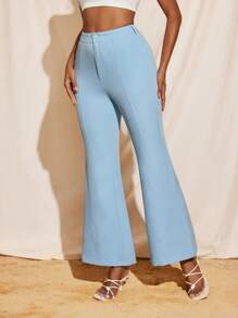 EBIB 淡蓝色高腰阔腿西装裤女士休闲裤夏季办公室裤商务秋季