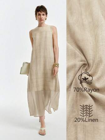 Aalyst Women's Round Neck Sleeveless Loose Casual Elegant Summer Dress