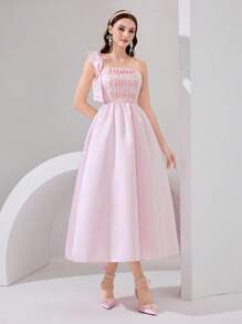Poshira Robe de soirée élégante et formelle pour femmes (ornée) - Rose bonbon - Voir 6