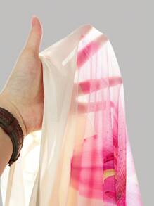 Girlism Tee-shirt en maille ajusté à imprimé floral crème pour jeune fille, Abricot. Convient pour les fêtes, les tenues décontractées, l'été, les remises de diplômes, la rentrée, les vacances, les festivals, les déjeuners, les festivals de musique