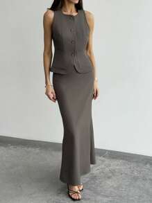 Aloruh 女士日常两件套服装 - 灰色 - 查看 4